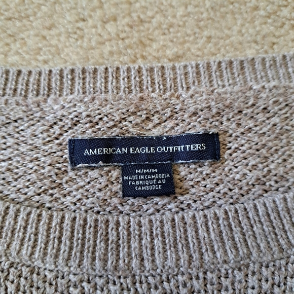 American Eagle Knit Sweater Brown Size Medium Lightweight Round Neck - Picture 8 of 13